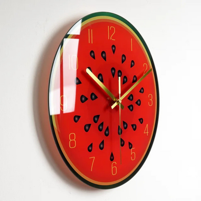 Round Wall Clock with Fruit and Galaxy Print Designs
