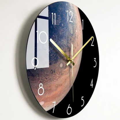 Round Wall Clock with Fruit and Galaxy Print Designs