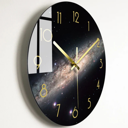 Round Wall Clock with Fruit and Galaxy Print Designs
