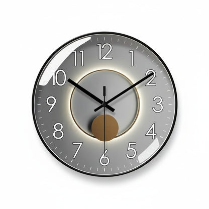 Round Wall Clock with Silent Quartz Movement and Pendulum Disc Design