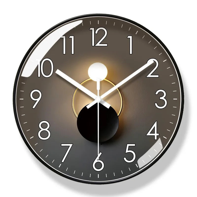 Round Wall Clock with Silent Quartz Movement and Pendulum Disc Design