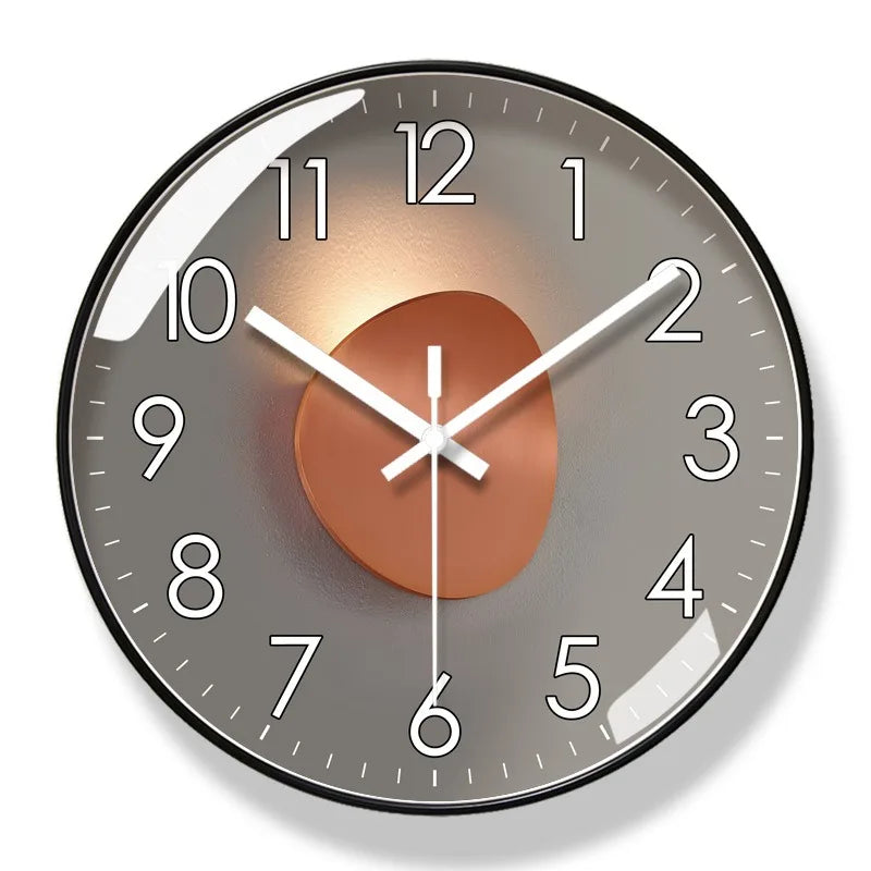 Round Wall Clock with Silent Quartz Movement and Pendulum Disc Design