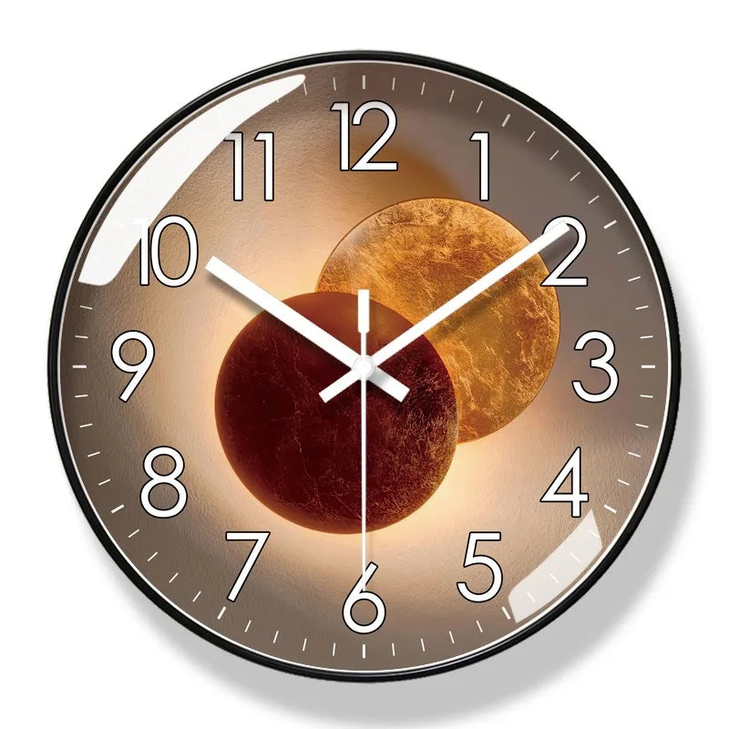 Round Wall Clock with Silent Quartz Movement and Pendulum Disc Design