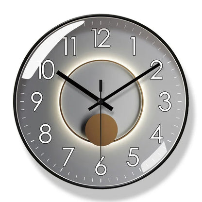 Round Wall Clock with Silent Quartz Movement and Pendulum Disc Design