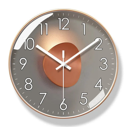 Round Wall Clock with Silent Quartz Movement and Pendulum Disc Design