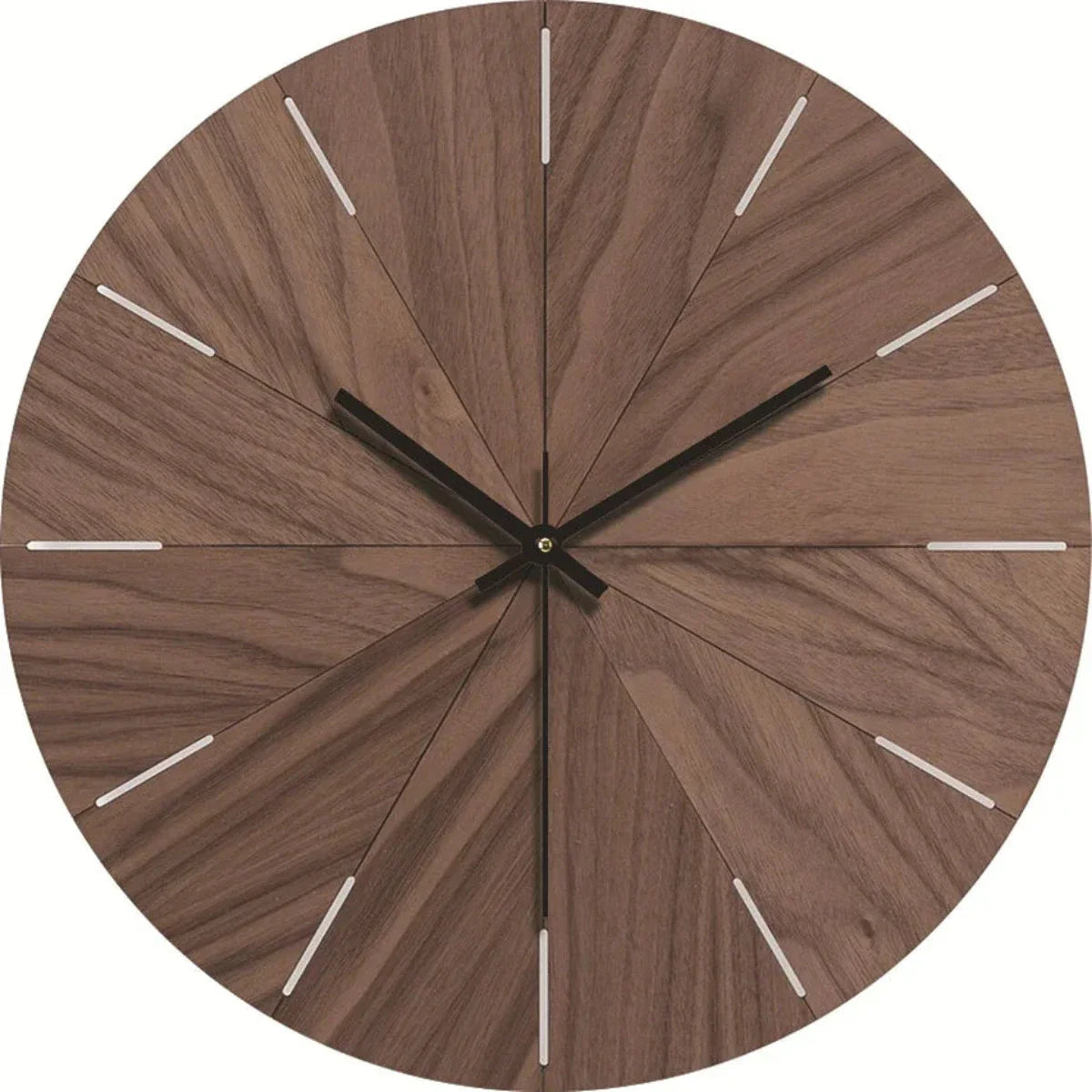 Round Wooden Wall Clock with Silent Movement and Natural Wood Grain Design