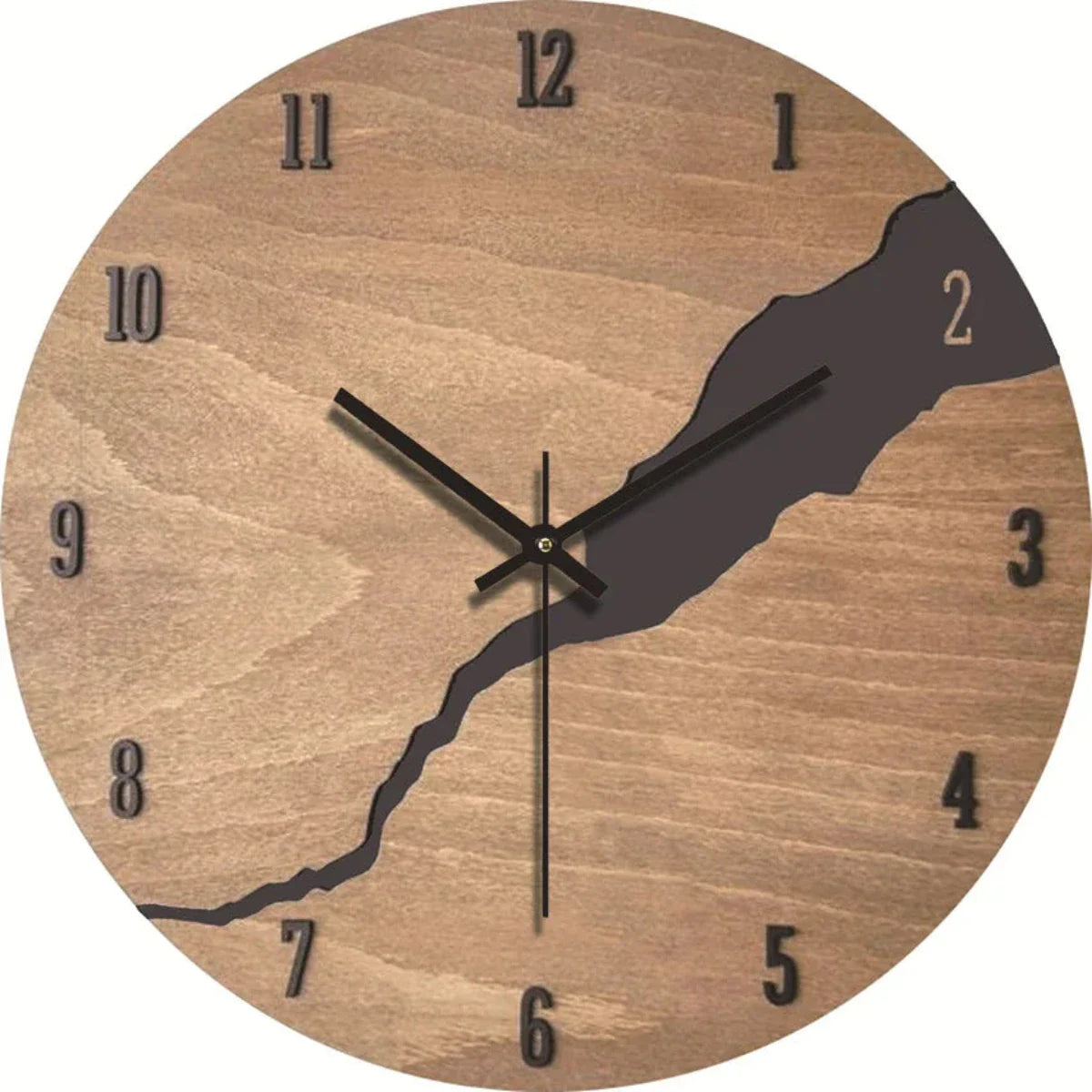 Round Wooden Wall Clock with Silent Movement and Natural Wood Grain Design
