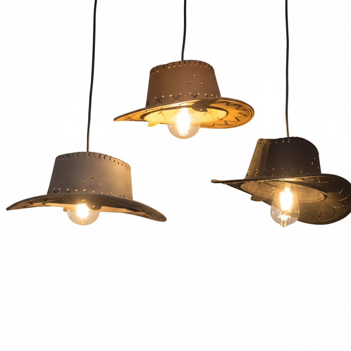 Rural Pendant Lamp with Cowboy Hat Design