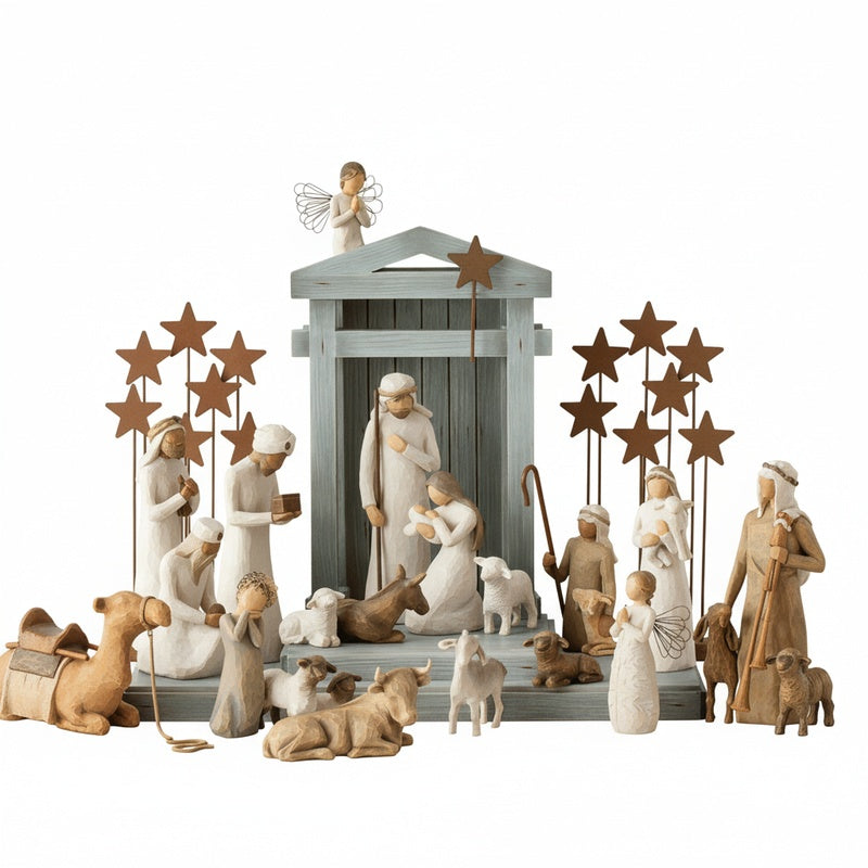 Rustic Christmas Nativity Set with 20 Pieces