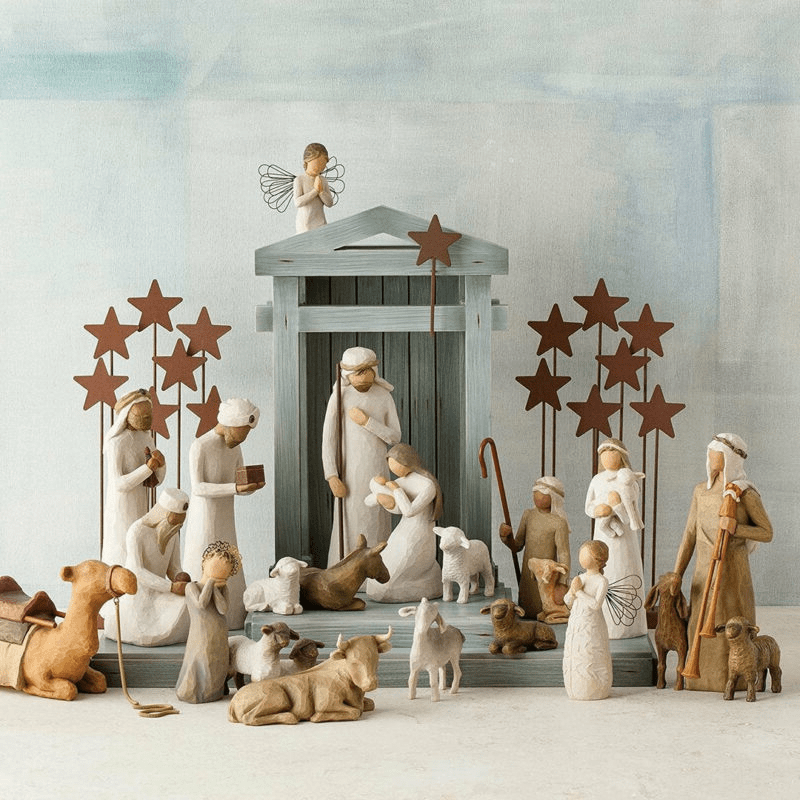 Rustic Christmas Nativity Set with 20 Pieces
