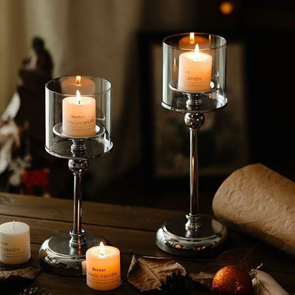 Scandinavian Candle Holder with Glass Shade