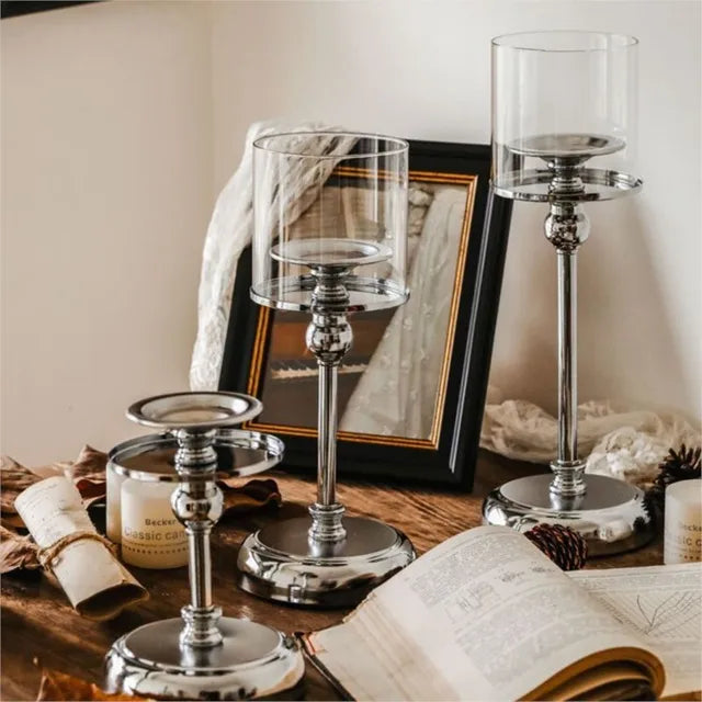 Scandinavian Candle Holder with Glass Shade