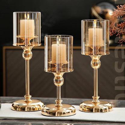 Scandinavian Candle Holder with Glass Shade