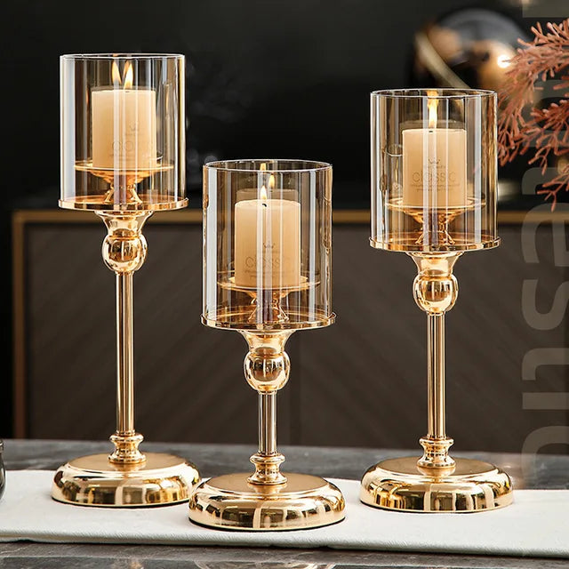 Scandinavian Candle Holder with Glass Shade
