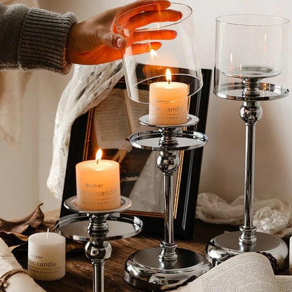Scandinavian Candle Holder with Glass Shade
