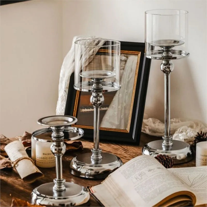 Scandinavian Candle Holder with Glass Shade