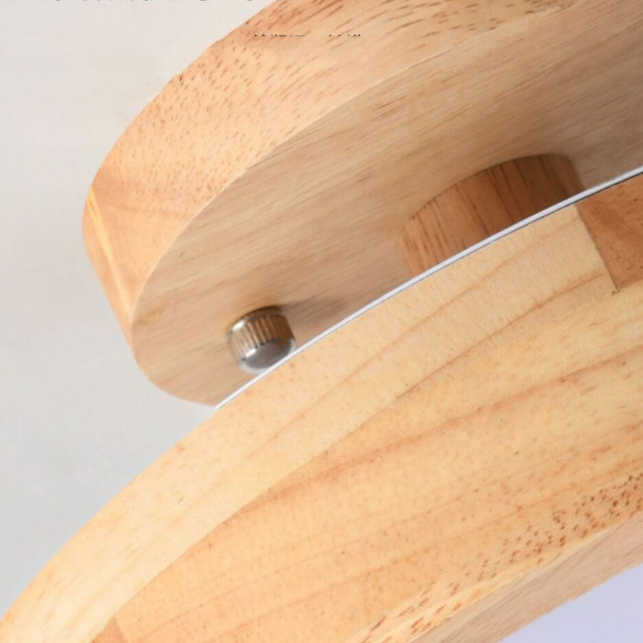 Scandinavian Round LED Semi-Flush Ceiling Light with Wood Base
