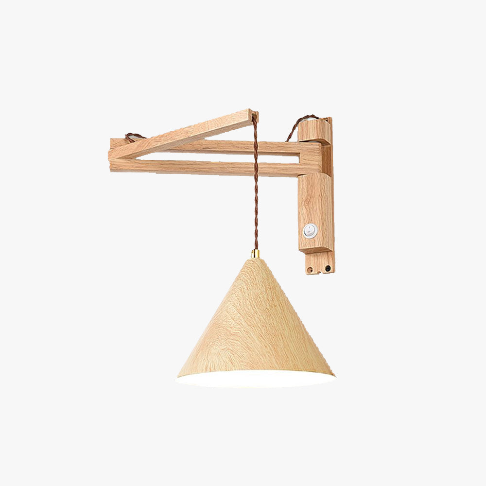 Scandinavian Wall Lamp with Adjustable Swing Arm and Cone Shade