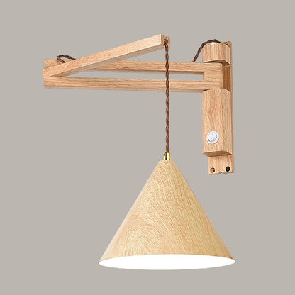 Scandinavian Wall Lamp with Adjustable Swing Arm and Cone Shade