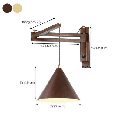 Scandinavian Wall Lamp with Adjustable Swing Arm and Cone Shade