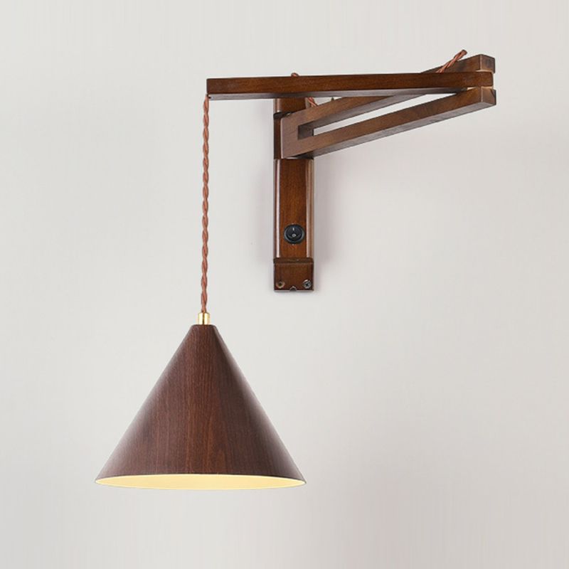 Scandinavian Wall Lamp with Adjustable Swing Arm and Cone Shade