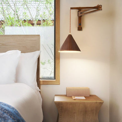 Scandinavian Wall Lamp with Adjustable Swing Arm and Cone Shade