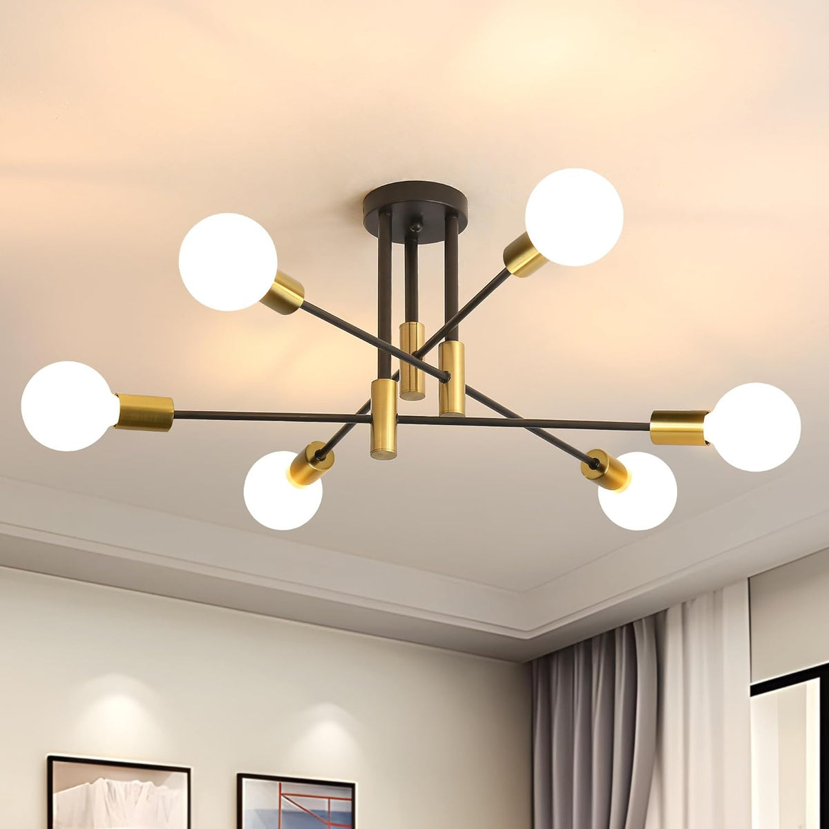 Semi-Flush Ceiling Lamp Modern Sputnik Style with Multi-Arm Design