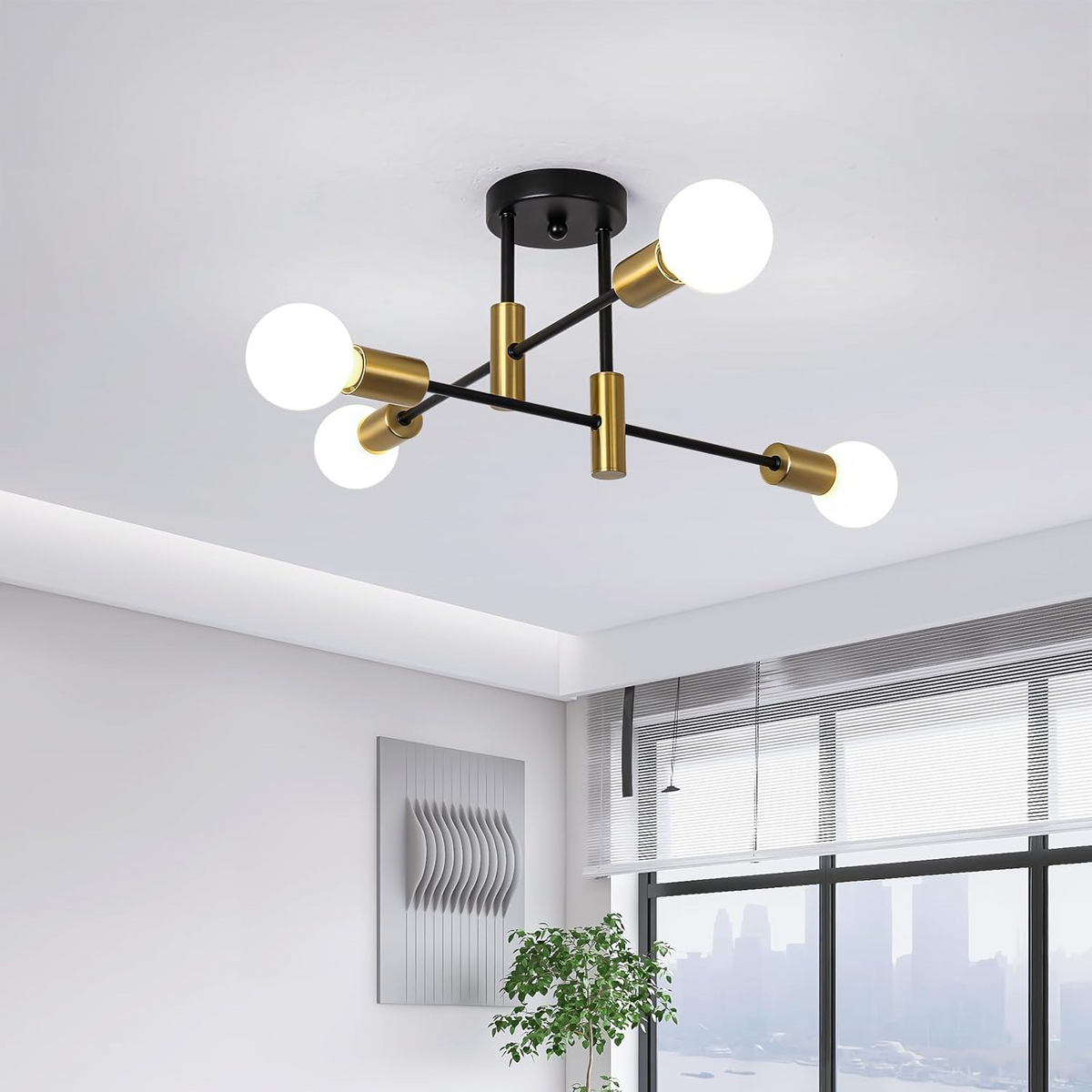 Semi-Flush Ceiling Lamp Modern Sputnik Style with Multi-Arm Design