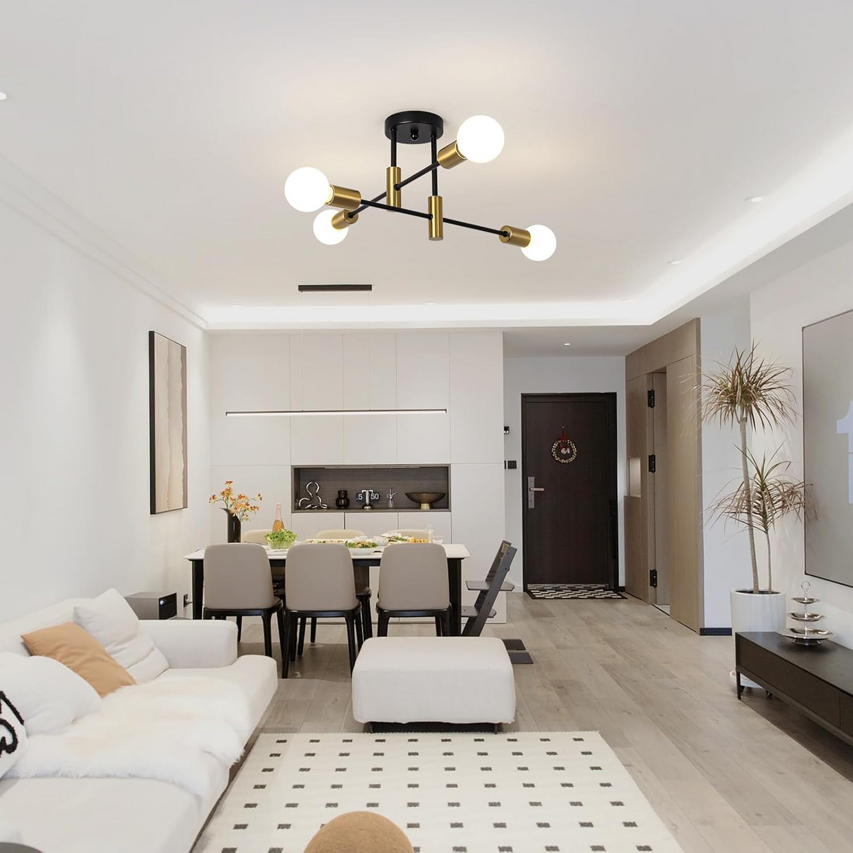 Semi-Flush Ceiling Lamp Modern Sputnik Style with Multi-Arm Design