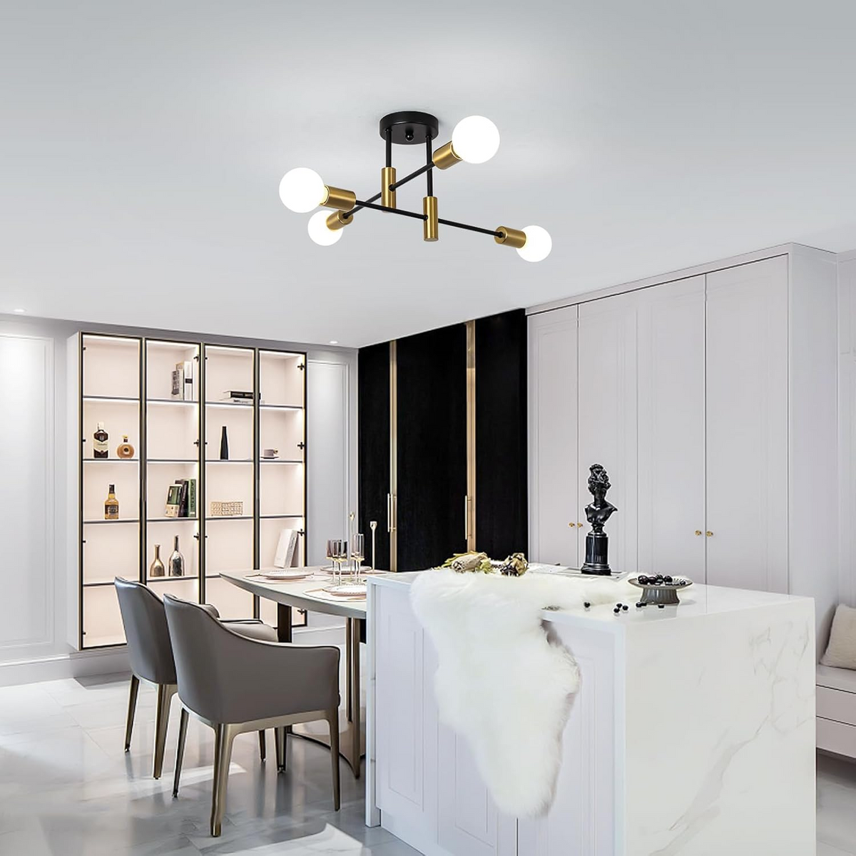 Semi-Flush Ceiling Lamp Modern Sputnik Style with Multi-Arm Design