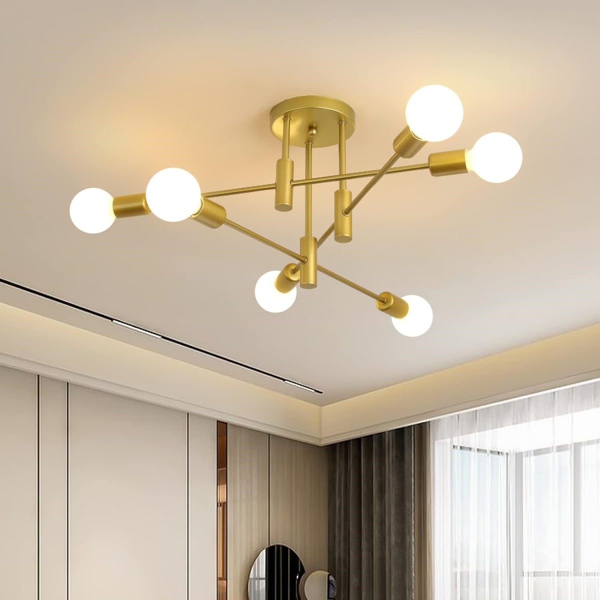 Semi-Flush Ceiling Lamp Modern Sputnik Style with Multi-Arm Design