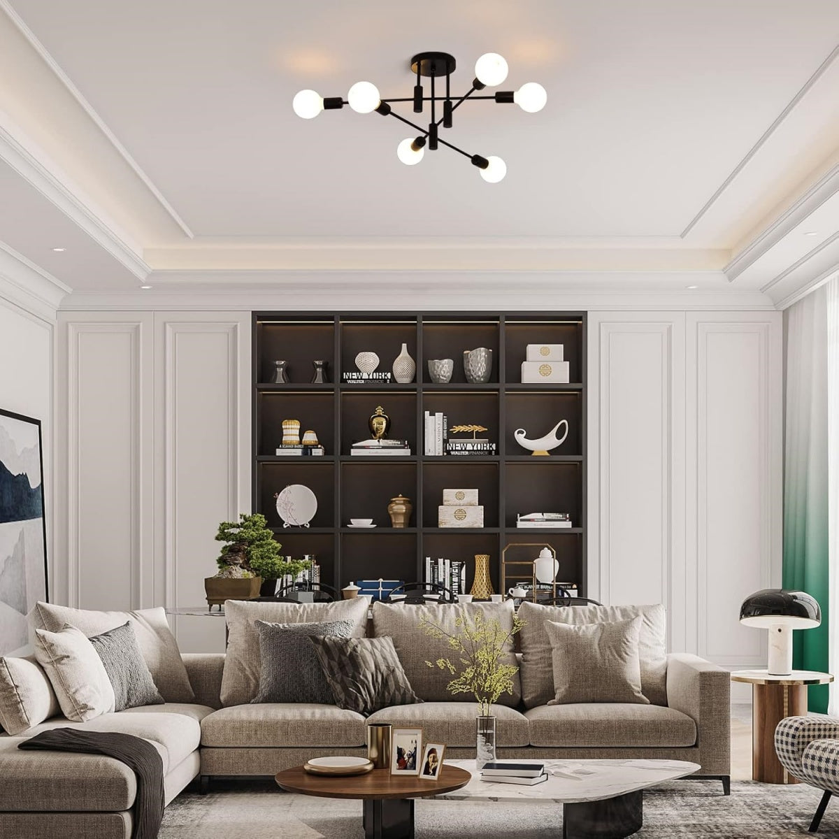 Semi-Flush Ceiling Lamp Modern Sputnik Style with Multi-Arm Design