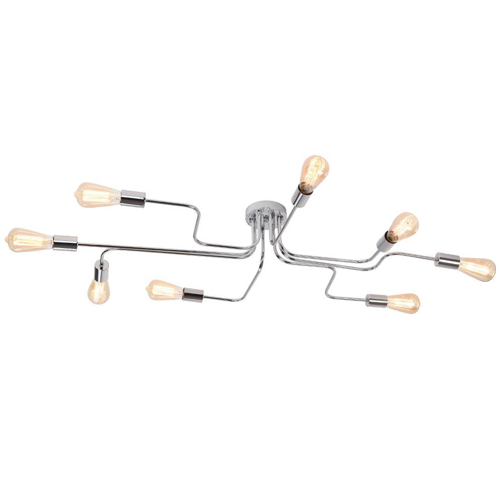 Semi Flush Ceiling Light Industrial Sputnik Style with 8 Bulb Sockets
