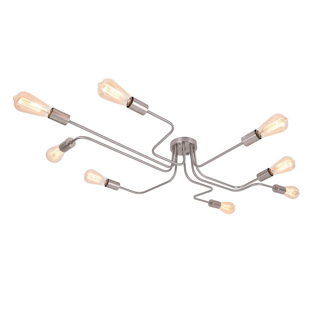 Semi Flush Ceiling Light Industrial Sputnik Style with 8 Bulb Sockets