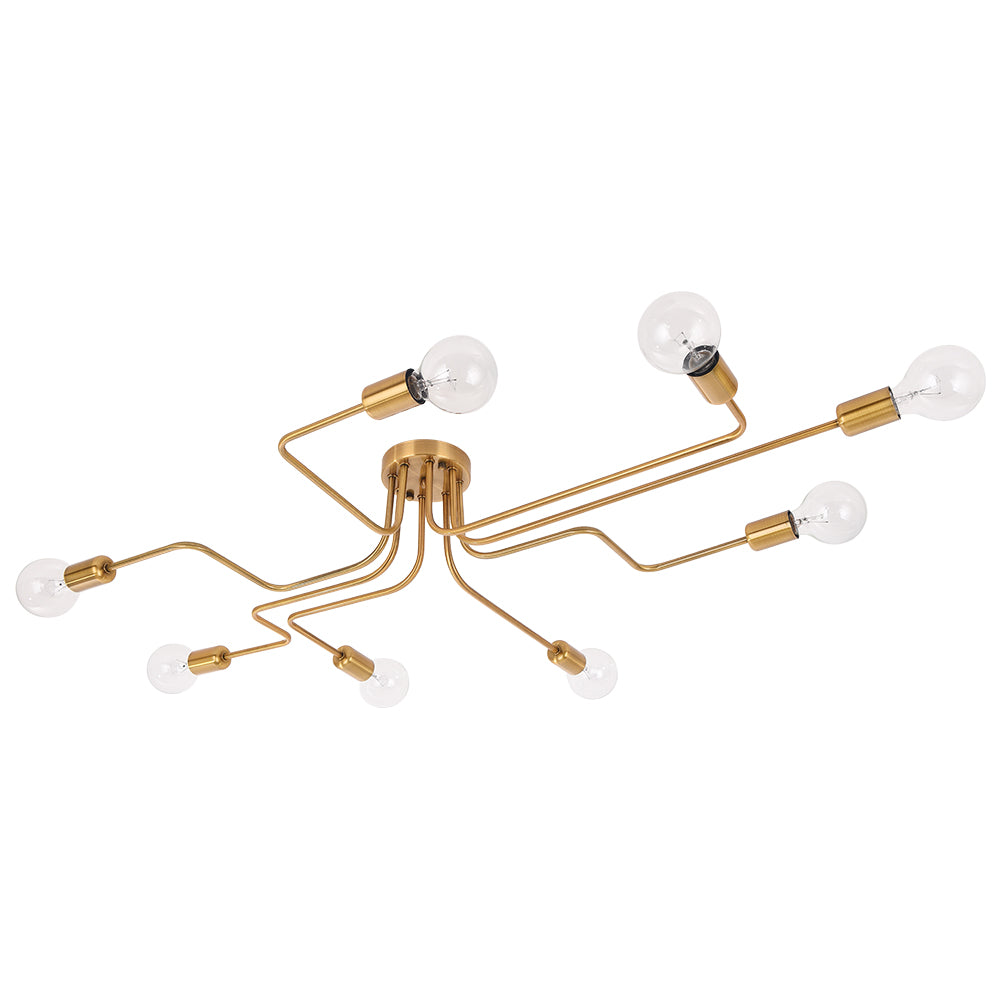 Semi Flush Ceiling Light Industrial Sputnik Style with 8 Bulb Sockets