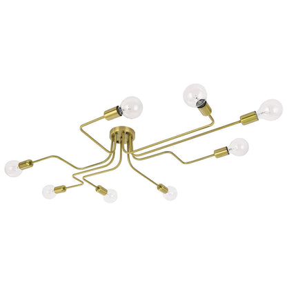 Semi Flush Ceiling Light Industrial Sputnik Style with 8 Bulb Sockets