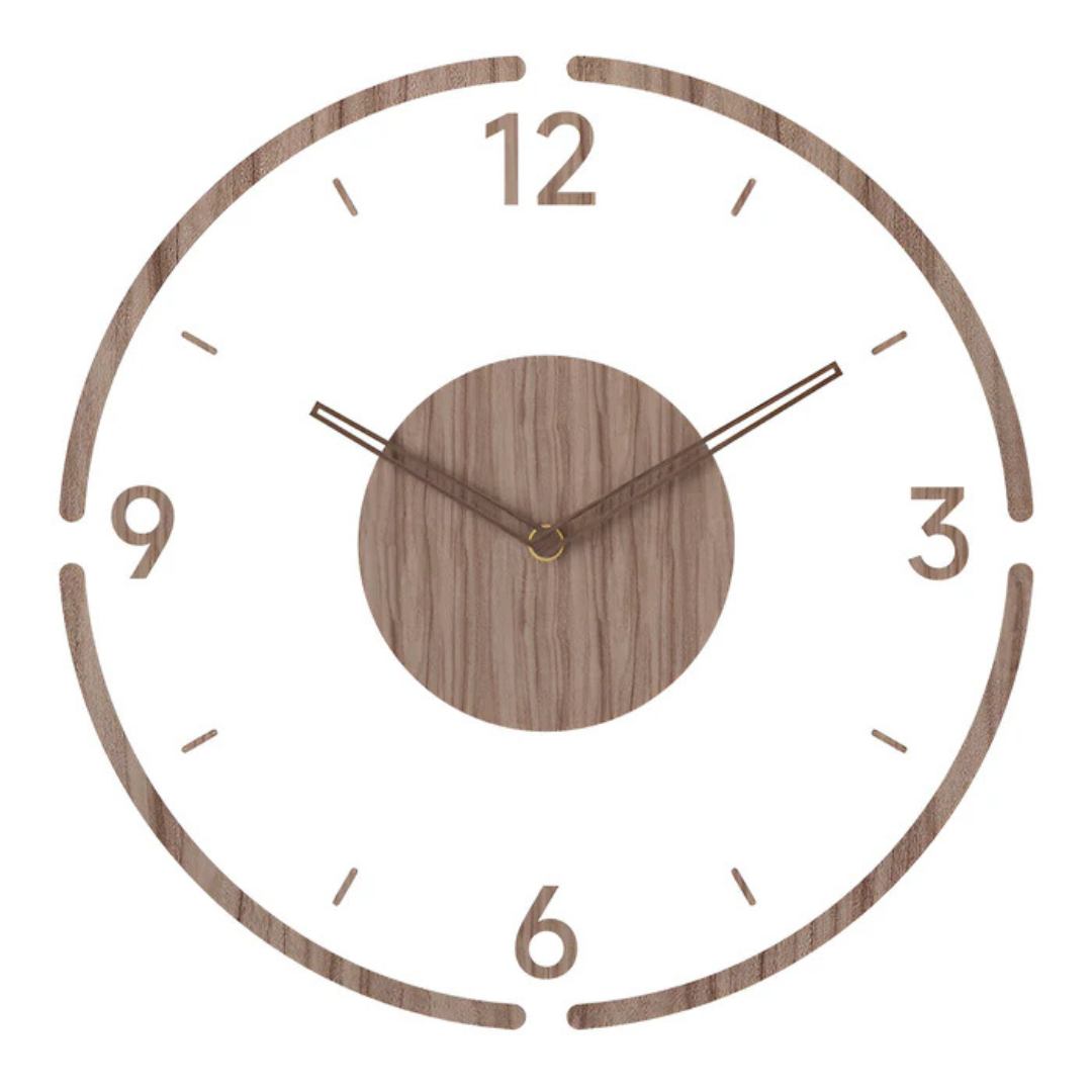 Silent Wall Clock with Wood and Acrylic Face, Round Minimalist Design