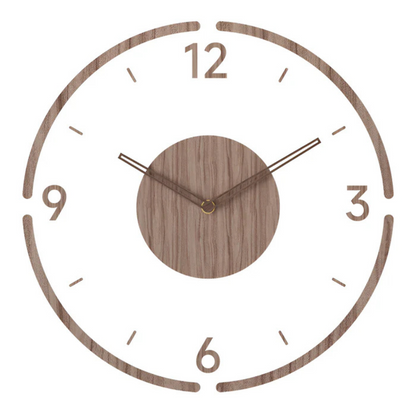 Silent Wall Clock with Wood and Acrylic Face, Round Minimalist Design