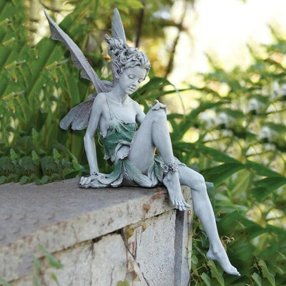 Sitting Fairy Garden Statue with Wings for Yard Patio or Pond