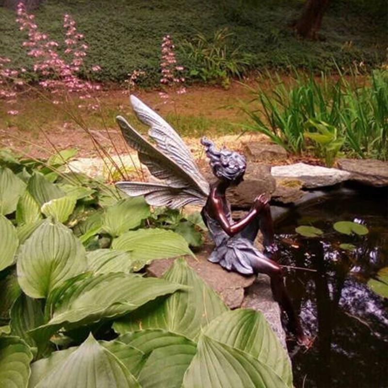 Sitting Fairy Garden Statue with Wings for Yard Patio or Pond