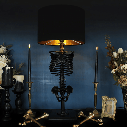 Skeleton Table Lamp Gothic Decor with Gold Interior Shade