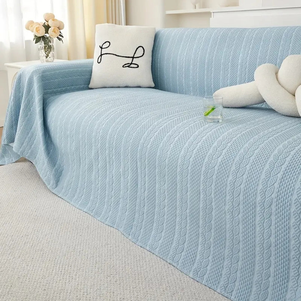 Sofa Cover Throw with Cable Knit Texture and Non-Slip Design for Sofas and Sectionals