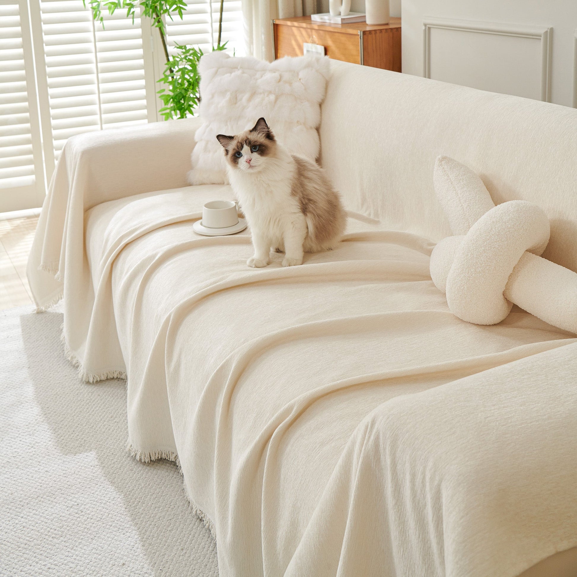 Sofa Cover Throw with Fringe Detail for 2, 3 and 4 Seater Sofas
