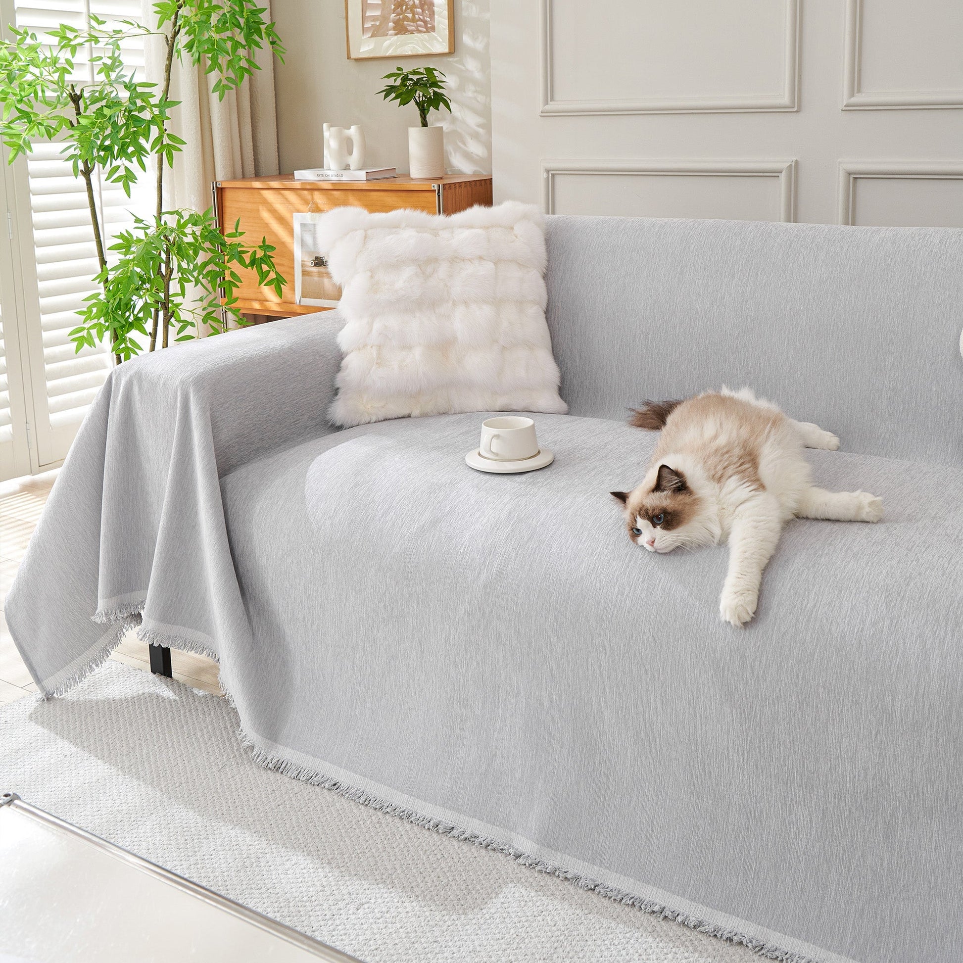 Sofa Cover Throw with Fringe Detail for 2, 3 and 4 Seater Sofas
