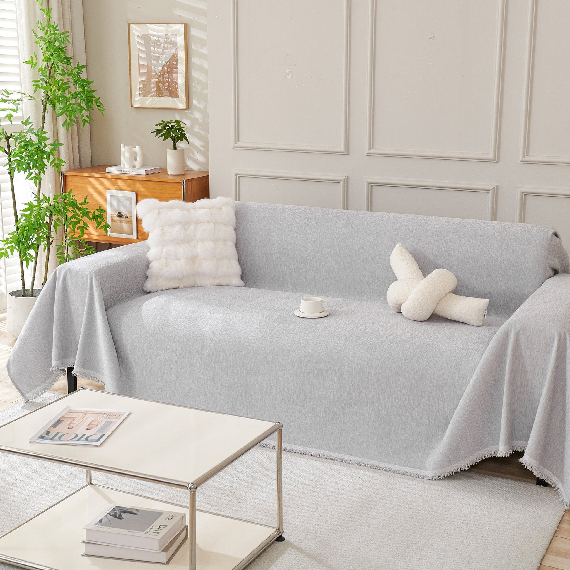 Sofa Cover Throw with Fringe Detail for 2, 3 and 4 Seater Sofas