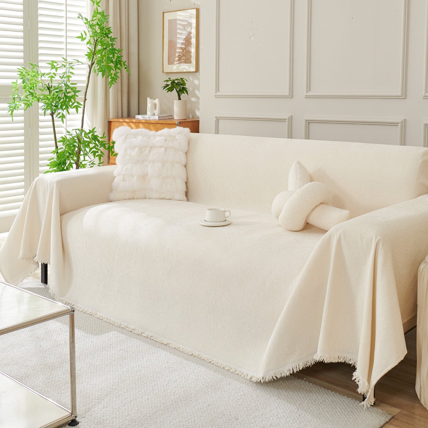 Sofa Cover Throw with Fringe Detail for 2, 3 and 4 Seater Sofas