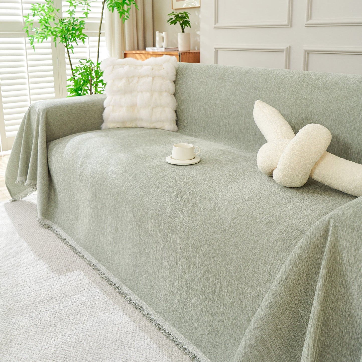 Sofa Cover Throw with Fringe Detail for 2, 3 and 4 Seater Sofas