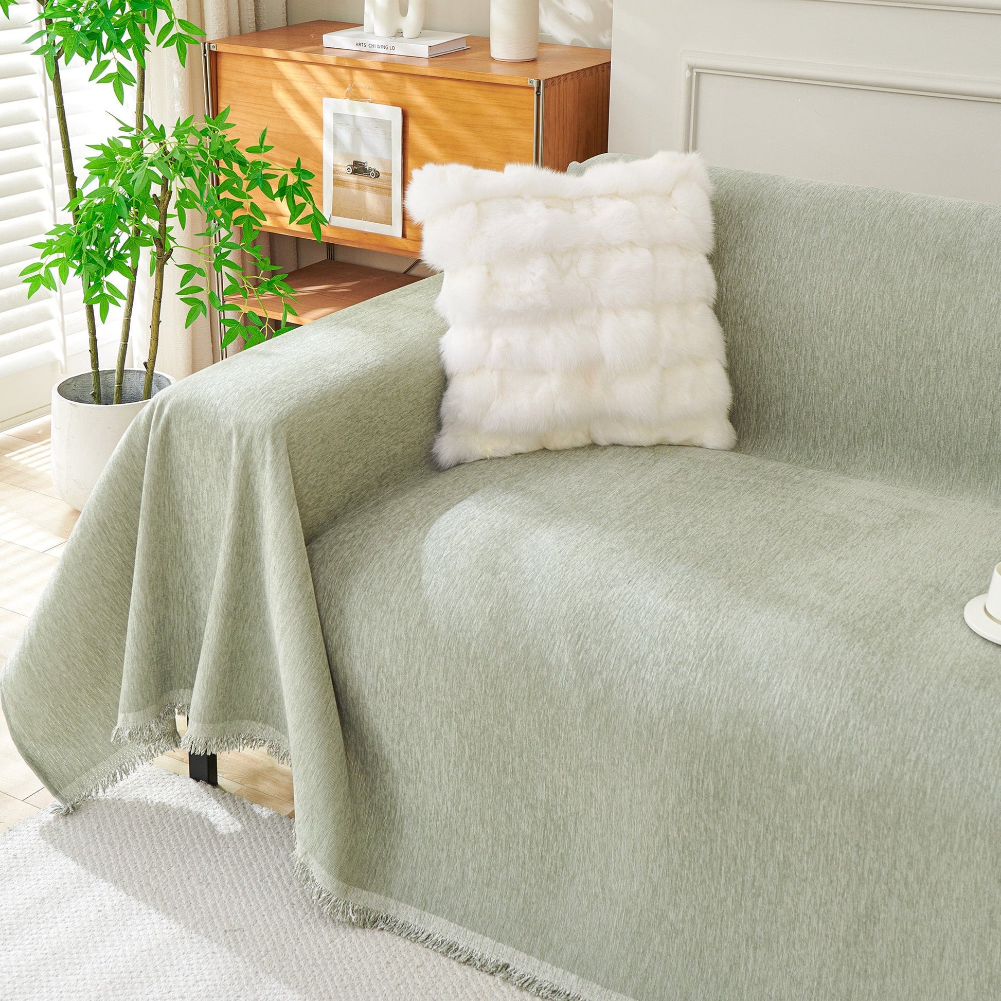 Sofa Cover Throw with Fringe Detail for 2, 3 and 4 Seater Sofas