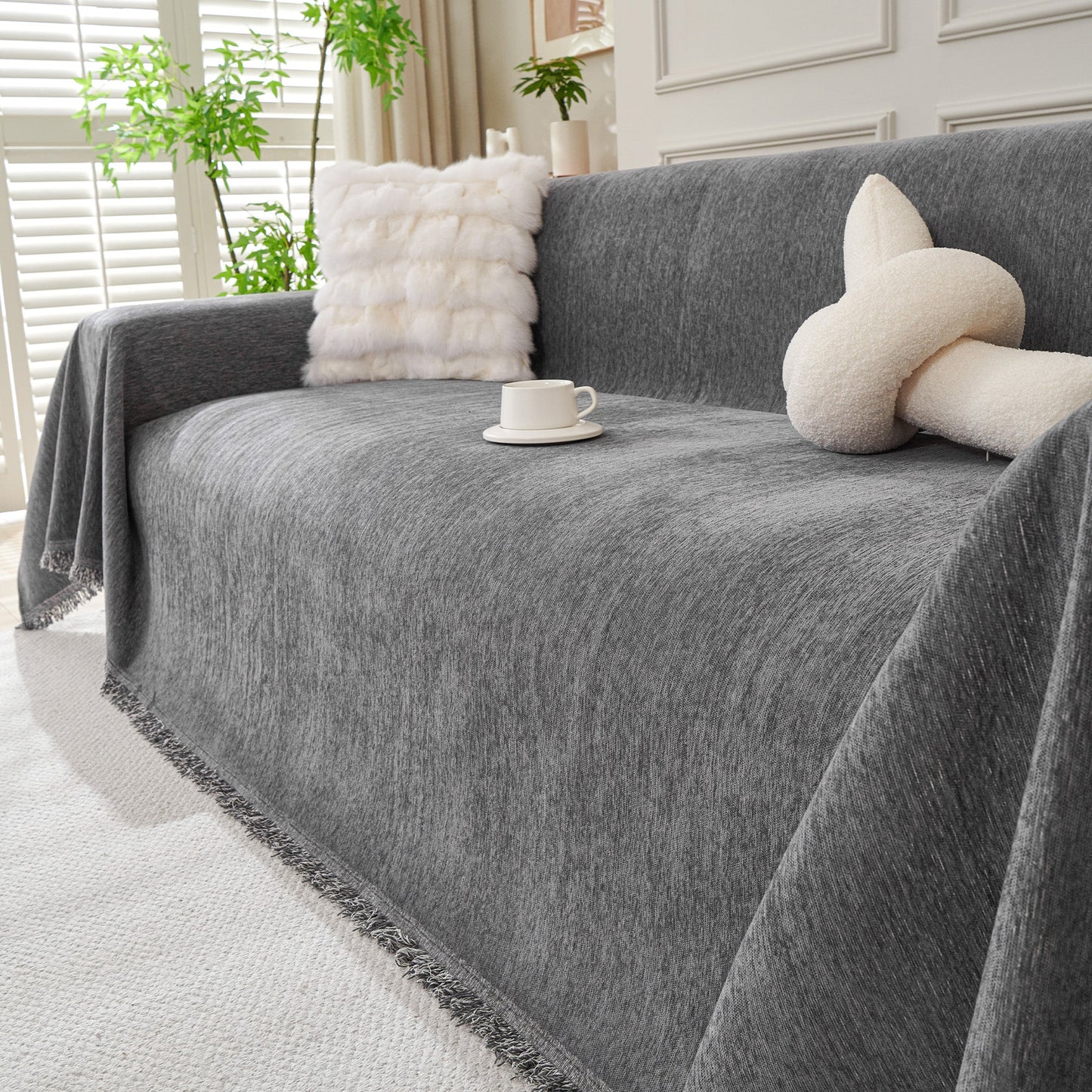 Sofa Cover Throw with Fringe Detail for 2, 3 and 4 Seater Sofas