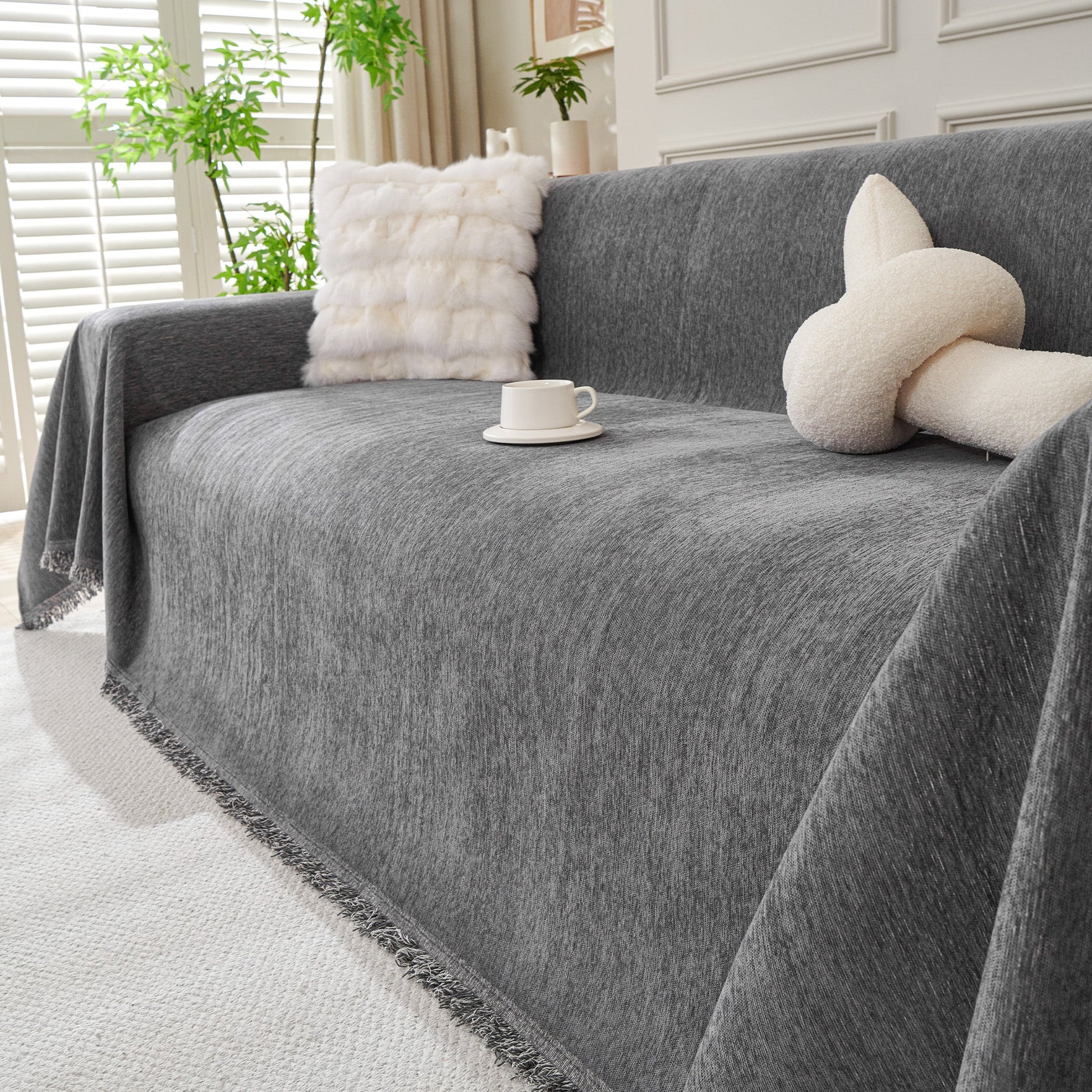 Sofa Cover Throw with Fringe Detail for 2, 3 and 4 Seater Sofas